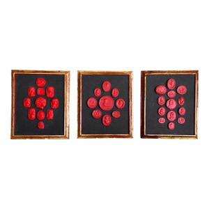 Grand Tour Collection of Gilt Framed Red Plaster Intaglio Casts- Set of 3