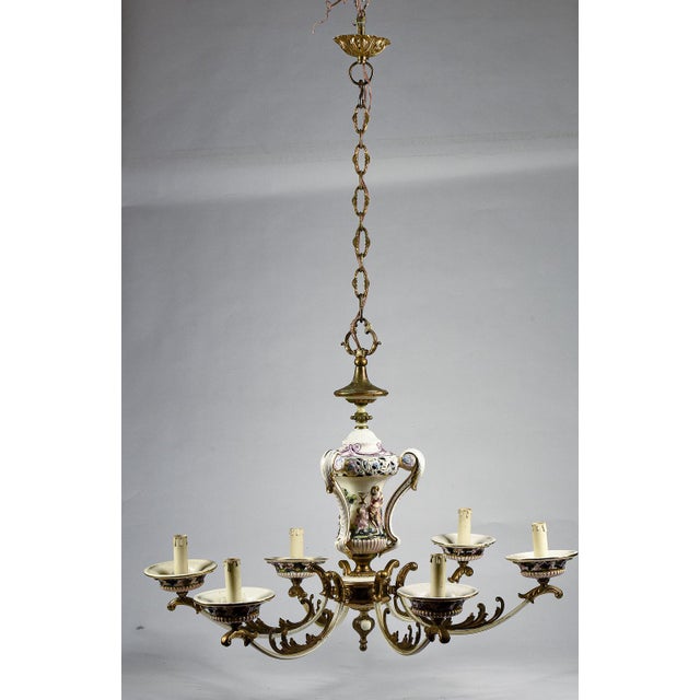 1960s Colored Chandelier in Painted Porcelain For Sale - Image 5 of 10