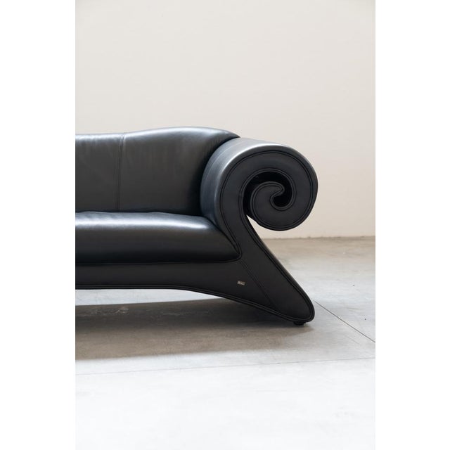 Stunning black leather chaise longue, designed in 1998 for the German company Bretz. This piece has an attribution mark, I...