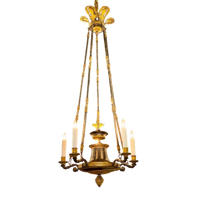 19th Century French Empire Bronze Chandelier For Sale