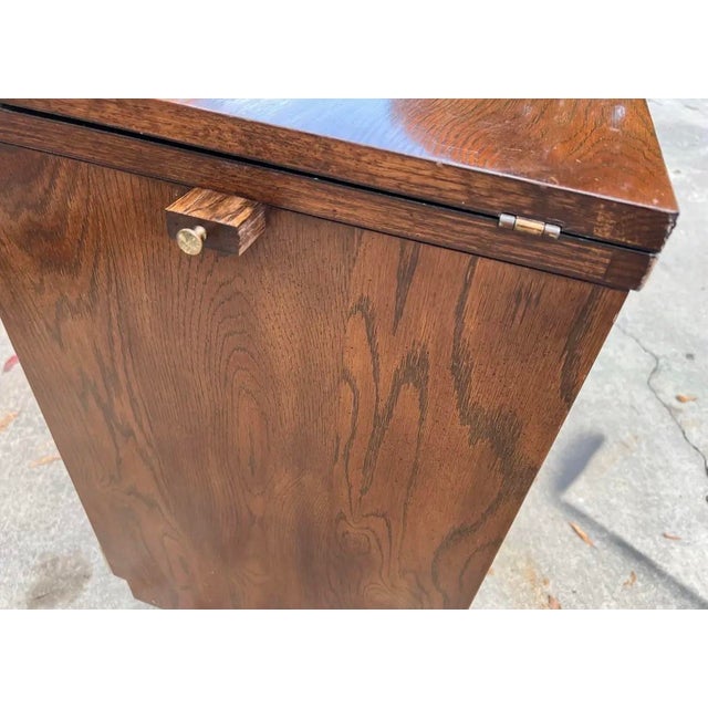1970s Thomasville Campaign Style Walnut Bar Cart With Cabinet and Extendable Flip Top For Sale In Atlanta - Image 6 of 10