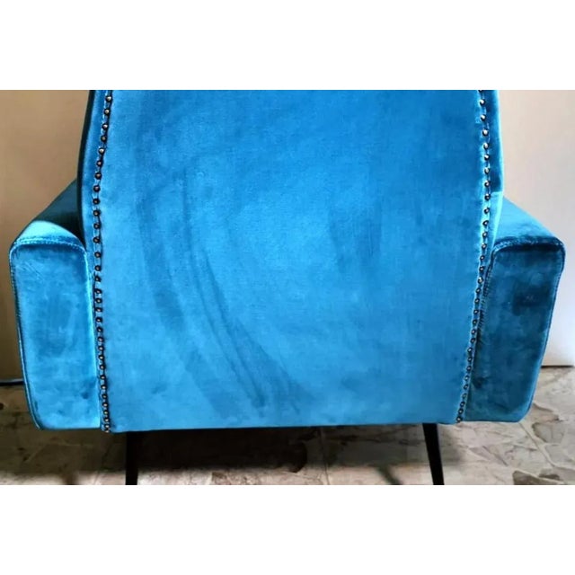 Vintage Italian Armchair Upholstered and Covered in Velvet Ottanio Color For Sale - Image 11 of 13