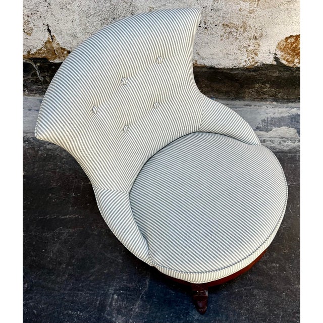 Late 19th Century Swedish Rococo Revival Victorian Slipper “Emma” Chair C. 1880 - Fully Restored For Sale - Image 5 of 9