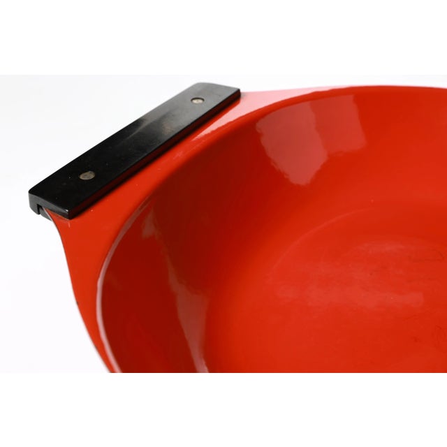Vintage Cathrineholm Paella Pan – Red Enamel With Black Handles For Sale - Image 9 of 10