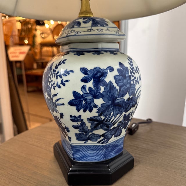Ceramic Chinoiserie Garden Motif Ceramic Table Lamp For Sale - Image 7 of 12