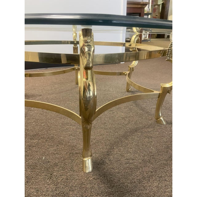 1970s 1970s Italian MCM Brass & Glass Seahorse Coffee Table For Sale - Image 5 of 11