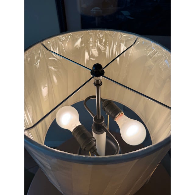 French French Empire, Bronze Dual-Light Classical Table Lamp For Sale - Image 3 of 5