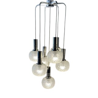Vintage Hanging Lamp in Crackled Glass from Doria Leuchten, 1970s For Sale