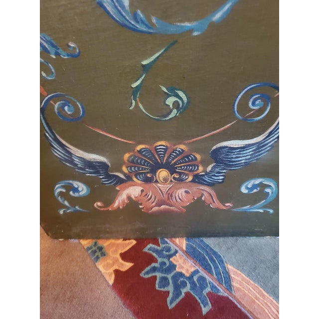 1940s Painted Floral Green Folding Screen For Sale - Image 12 of 18