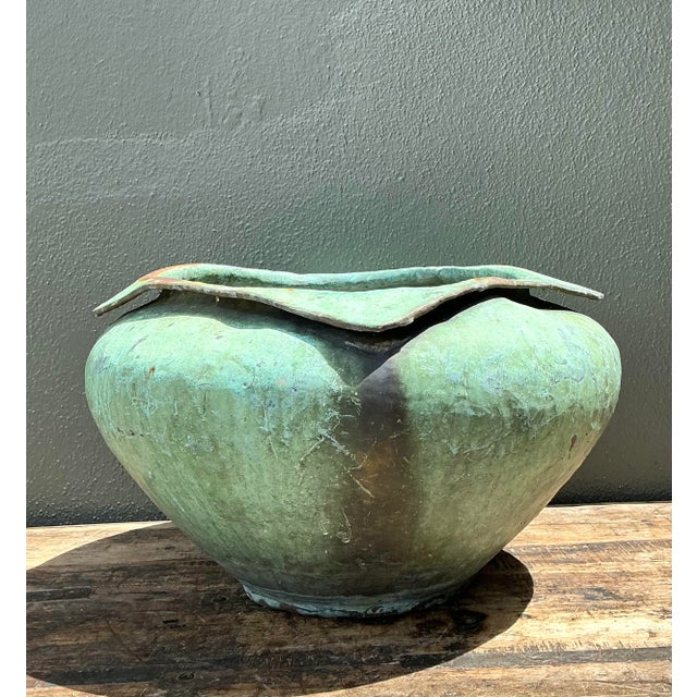 Verdigris Vintage Heavily Patinated Bronze Planter For Sale - Image 8 of 12