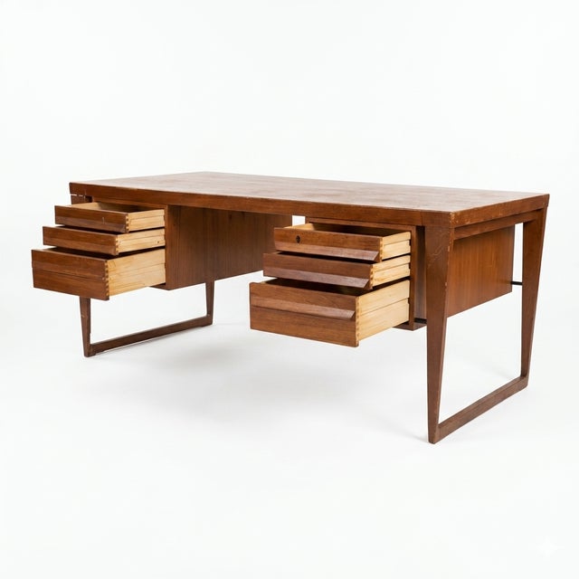 Attributed to Kai Kristiansen Teak Desk Mid Century Modern Danish C. 1960s For Sale - Image 10 of 16