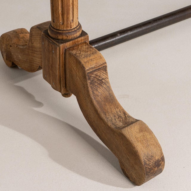 Wood 1900-1909 France Weathered Honey Oak Carved Oak Console Table For Sale - Image 7 of 10