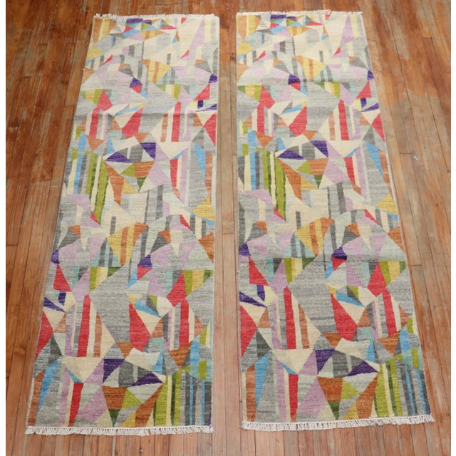 Matching Pair of Hand-knotted Persian Runners from the early 21st century. Professionally Washed & personally vetted....
