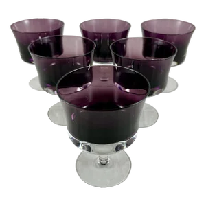 Mid-Century Scandinavian Modern Denby-Milnor Purple Mirage Champagne Coupes, S/6