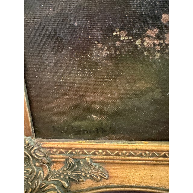 Brown Miklós Santhó (Hungarian, 1869–1932) Antique Oil on Board Painting Faun Maidens For Sale - Image 8 of 13