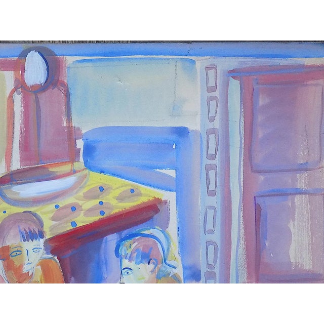 Abstract Vintage Original Mid 20th Century Listed Wpa Artist Signed Expressionist Market Scene For Sale - Image 3 of 10