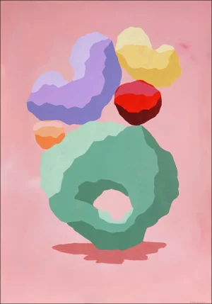 2024, Cubist Monument Cactus Od "Sonora Desert", Acrylic Painting on Watercolor Paper by Ryan Rivadeneyra
