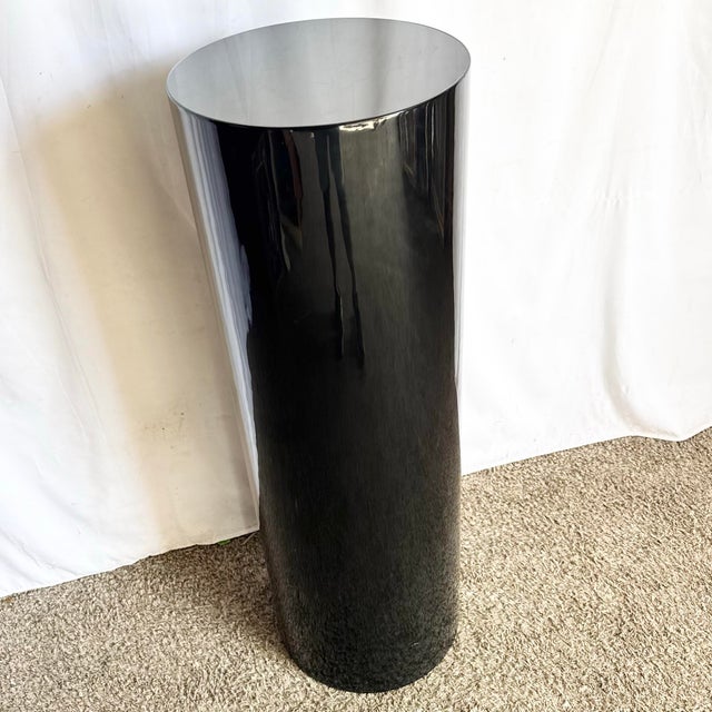 Postmodern Postmodern Black Lacquered Cylindrical Pedestal For Sale - Image 3 of 7