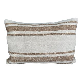 Turkish Hemp Pillow Cushion Natural Beige Brown Pillow Cushion Cover 16" x 24" For Sale