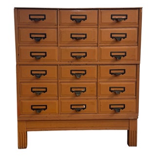 Antique Yawman & Erbe 18-Drawer Library Card Catalog Cabinet, Circa 1910s For Sale