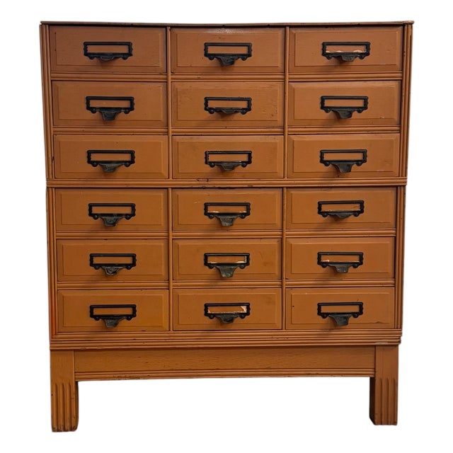 Antique Yawman & Erbe 18-Drawer Library Card Catalog Cabinet, Circa 1910s For Sale