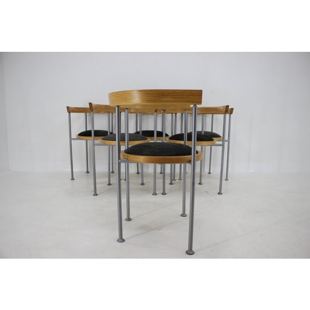 Metal Dining Chairs by Borge Lindau for Bla Station, Sweden, 1990s, Set of 6 For Sale - Image 7 of 18