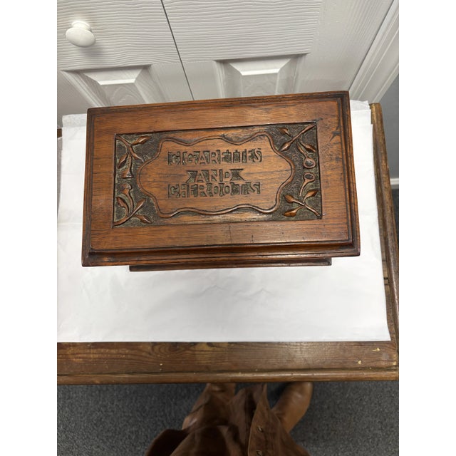 Brown Vintage English Carved Wood Humidor For Sale - Image 8 of 12