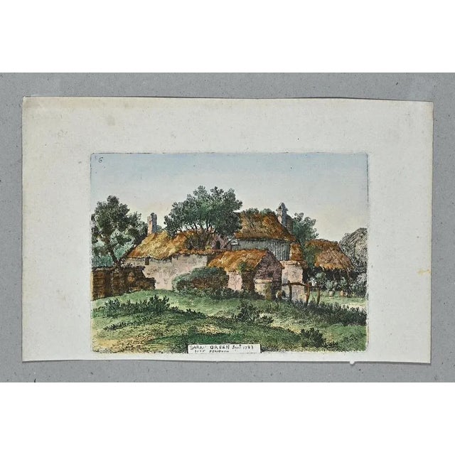 Landscape is an original color etching realized by Sarah Green in 1793. The print represents a landscape in a well-...