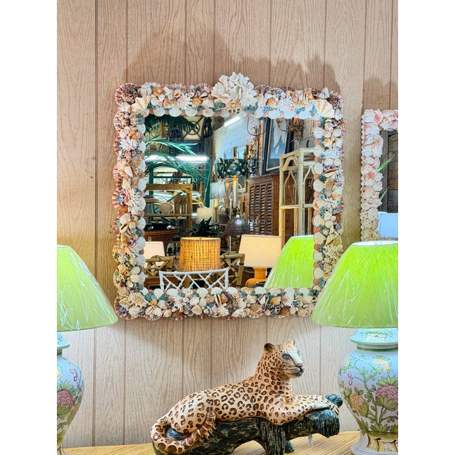 Custom Coastal Seashell Wall Mirror With Coral & Mixed Shell Mosaic Frame For Sale - Image 12 of 12
