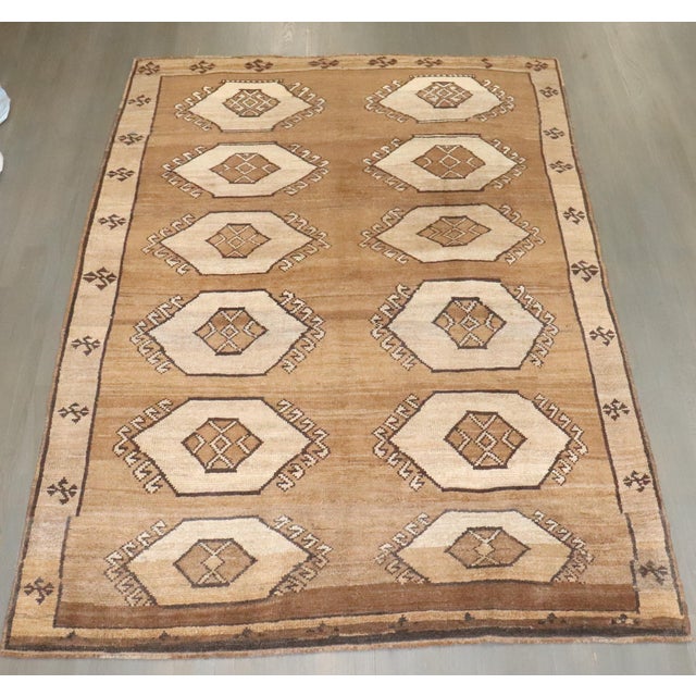 Arts & Crafts Vintage Zabihi Collection Brown Geometric Turkish Kars Rug - 6'9" x 9'4" For Sale - Image 3 of 9