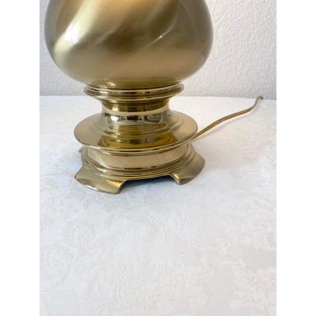Late 20th Century Solid Brass Traditional and Classic Curvaceous Urn Shaped Lamp Mint Condition For Sale - Image 9 of 16