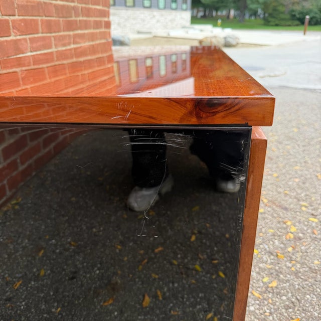 Mid-Century Modern Vintage Henredon Petite Wood & Black Lacquer Media Cabinet For Sale - Image 3 of 10