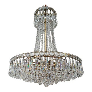 Hollywood Regency Strauss Waterfall Crystal Chandelier For Sale