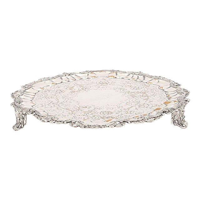 Late Georgian Sheffield Plate Footed Salver, England Circa 1830 For Sale
