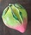 Vintage glazed altar fruit. Pretty colored green and pink ceramic mango.