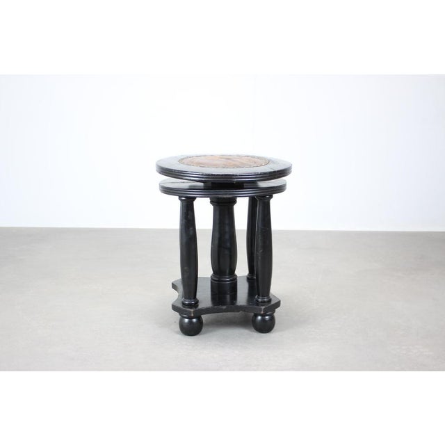Antique Adjustable Piano Stool with Leather Seat, 1910s For Sale - Image 10 of 11