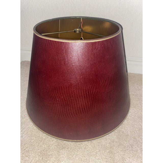 Late 20th Century Stiffel Burgundy Leather Lamp Shade "Mint" Condition For Sale - Image 11 of 12