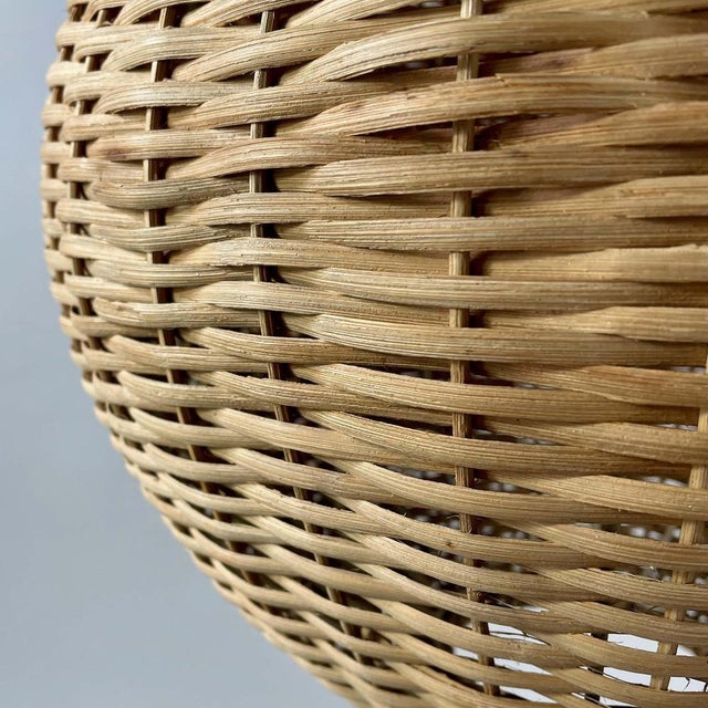 Mid-Century Modern Swedish Ball Rattan and Brass Pendant Light, 1950s For Sale - Image 9 of 16