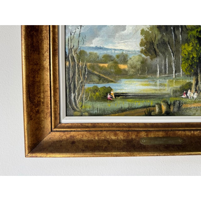 1970s 1976 French “Le Lac” Impressionist Landscape Oil on Canvas Painting by M. Roche, Framed/ Sold For Sale - Image 5 of 12