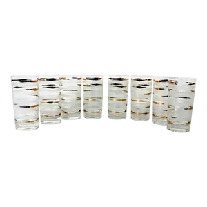 Gilded Elegance: A Set of Vintage Fred Press Highball Glasses