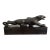 Mid 20th Century Art Deco Revival Black Panther Sculpture on Leatherized Pedestal Base For Sale