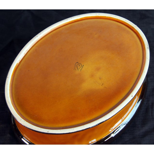 Burnt Orange Vintage Majolica Ceramic Shellfish Lidded Casserole Serving Bowl For Sale - Image 8 of 10