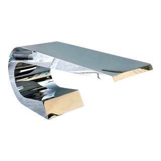 Vintage Italian Polished Chrome Giancarlo Pretazzoli Onda-C Desk For Sale