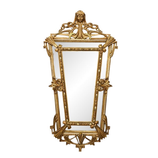 Early 20th Century French Art Nouveau Carved Gilt Wood Mirror For Sale