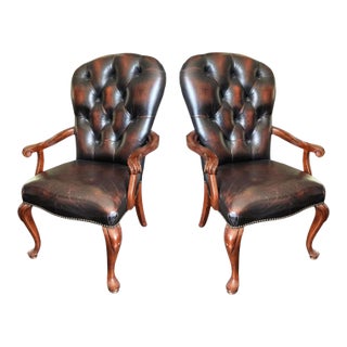 Upgrade Your Home With This Pair of Vintage Stanley Furniture Leather Armchairs. For Sale