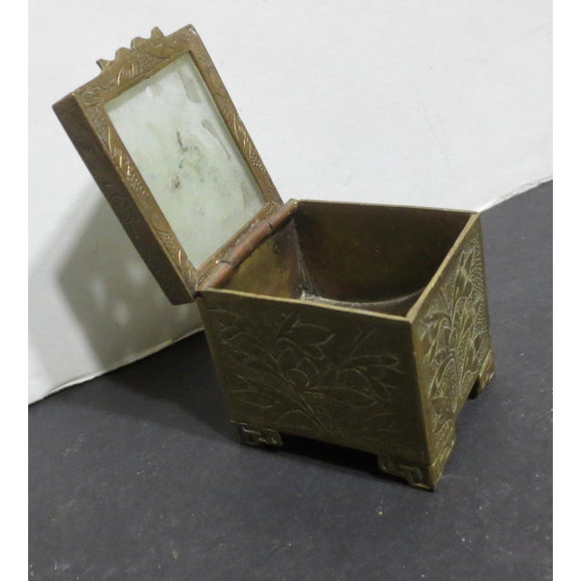 Antique Chinese Brass and Jade Stamp Box 20s For Sale In New York - Image 6 of 8