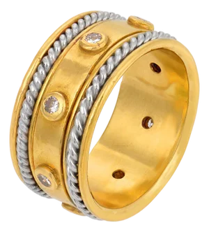 Vintage Diamond 22k Yellow Gold Platinum Eternity Band, Size 5.75