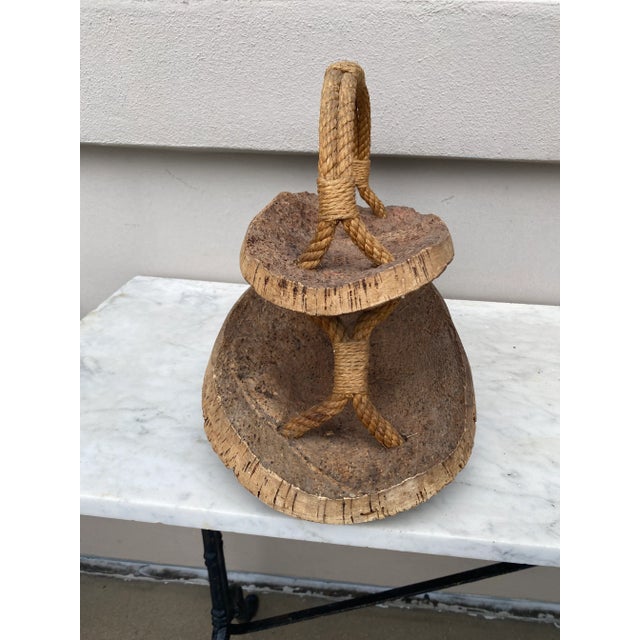 1950s Mid-Century Large Basket Rope & Cork Adrien Audoux For Sale - Image 5 of 7