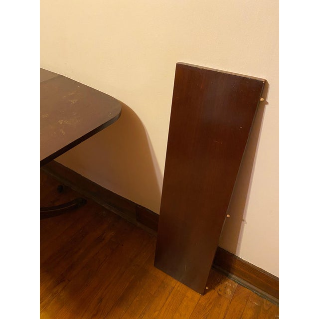 Vintage Brown Wood Versatile Drop Leaf Double Pedestal Dining Table For Sale - Image 15 of 18