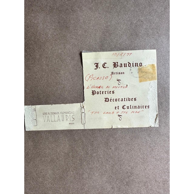 L’homme Au Mouton Ceramic Tile Panel After Picasso, 1977, Vallauris For Sale - Image 6 of 6